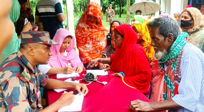 সুনামগঞ্জের ৫ শতাধিক মানুষ পেল বিনামূল্যে চিকিৎসাসেবা বিজিবির
